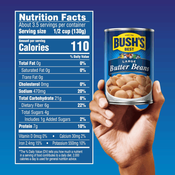 16 Oz Canned Large Butter Beans, Source of Plant Based Protein and Fiber, Low Fat, Gluten Free, (Pack of 12) - Image 3