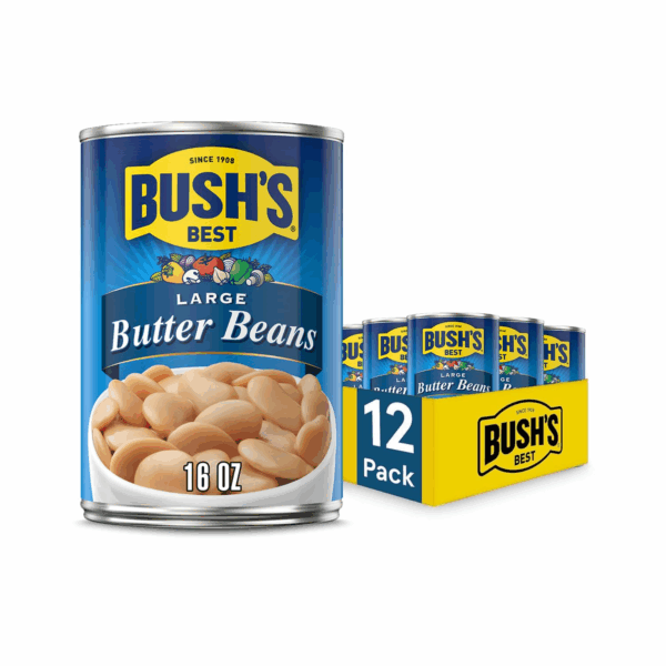 16 Oz Canned Large Butter Beans, Source of Plant Based Protein and Fiber, Low Fat, Gluten Free, (Pack of 12)