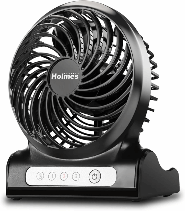 4" Personal Fan, Rechargeable Battery, 3 Speed Settings, Lightweight, Compact and Portable, Adjutstable Head, Home and Office, USB Cable, Black Finish - Image 2