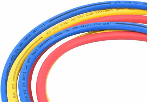 3PCS Refrigerant Charging Hose 60" Length 600-3000PSI 1/4" Thread Fits for R12 R22 R134A 404 502 Car Air Conditioning and HVAC Charging Manifold Gauge Hose Tube Red/Yellow/Blue Three Colors - Image 7