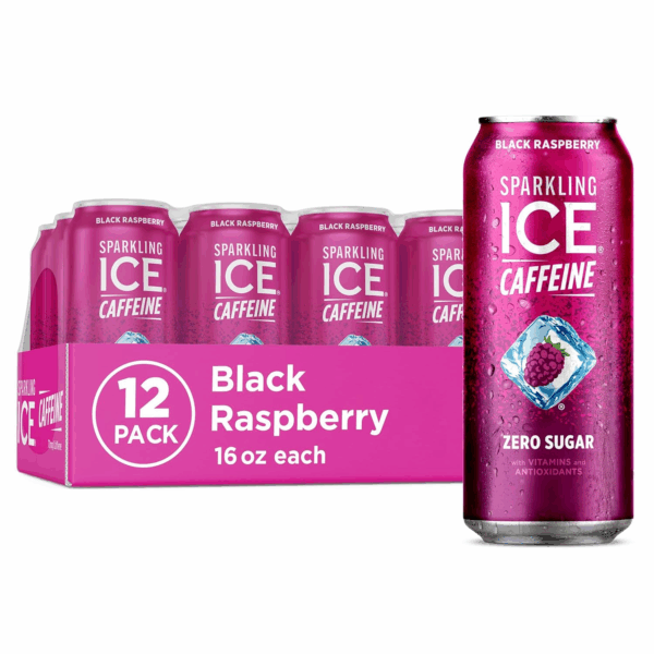 Sparkling Ice Caffeine Black Raspberry Sparkling Water with Caffeine, Zero Sugar, with Antioxidants and Vitamins,16 fl oz Cans (Pack Of 12) - Image 2