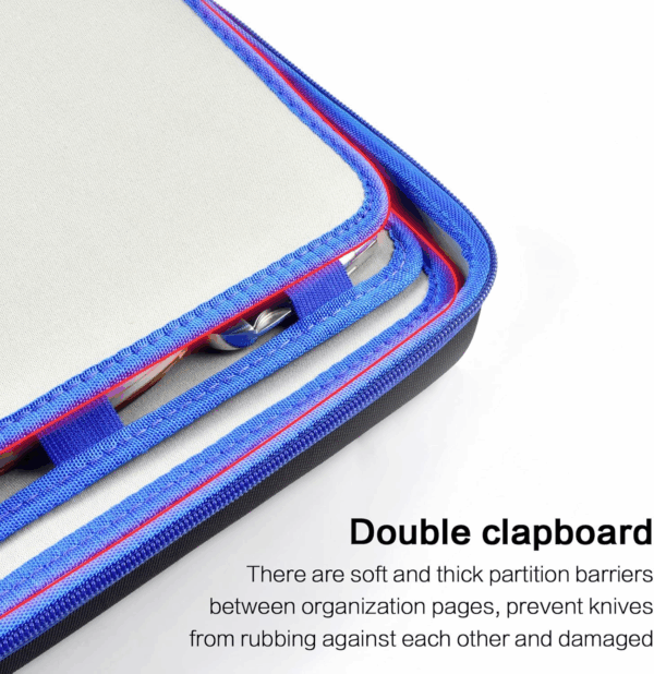 Knife Display Case for 66+ Pocket Knives, Butterfly Knife Storage Box, Folding Knives Organizer Holder, Knives Collection Protector for Survival, Tactical, Outdoor, EDC Mini Knife (Bag Only) - Blue - Image 4