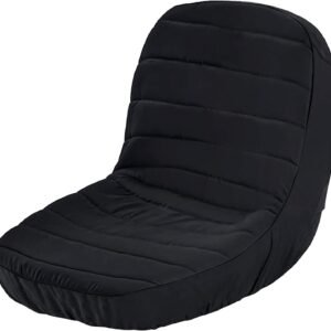 Black Riding Lawn Mower Tractor Seat Cover for Kubota Craftsman Husqvarna John Deere Cub Cadet Wheatherproof Padded Comfort Fits 12.5''-14'' Backrest 3Storage Pockets