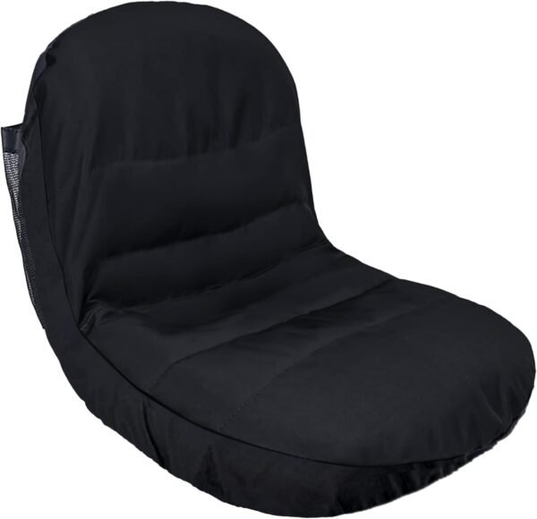 Black Riding Lawn Mower Tractor Seat Cover for Kubota Craftsman Husqvarna John Deere Cub Cadet Wheatherproof Padded Comfort Fits 12.5''-14'' Backrest 3Storage Pockets - Image 9