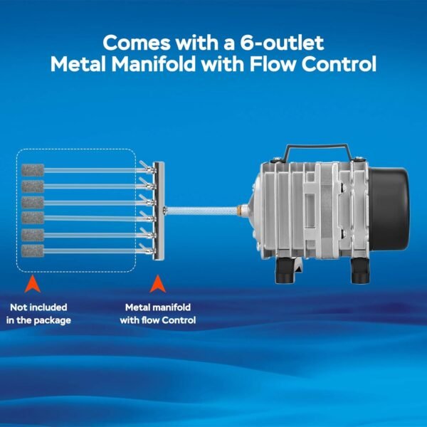 Aquarium Air Pump Commercial Air Pump with Aluminum Housing, 600/1000/1200/1750GPH Fish Tank Bubbler Pond Aerator for Aquariums, Ponds, Hydroponics - Image 5