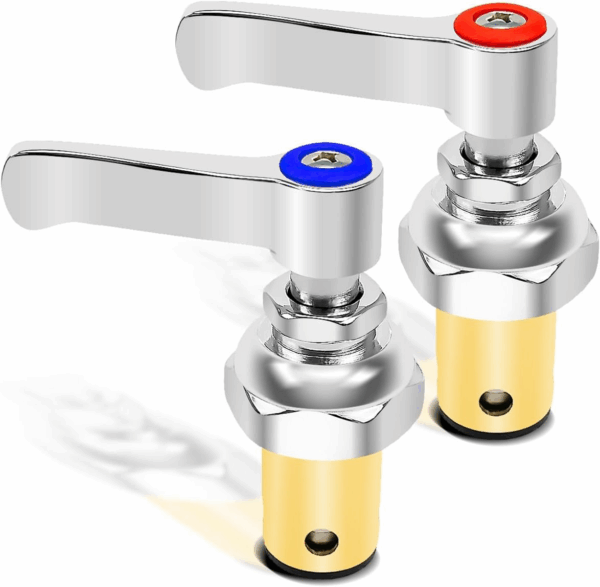 Handle Stem Assembly Fits for T&S Brass Faucets Replace 002713-40 002714-40, Blue Cold and Red Hot Side Spindle Assembly Valve Replacement Part - Image 2