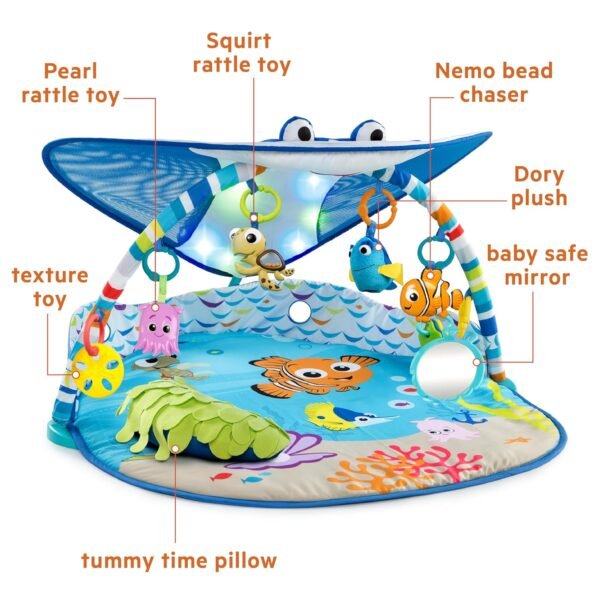 Bright Starts Disney Baby Finding Nemo Mr. Ray Ocean Lights & Music Gym, Ages Newborn + - Image 4